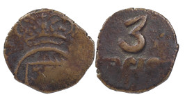 Portuguese India
D. João VI (1816-1826)
3 Réis Goa
AG: 18.01 2.16 g
Fine