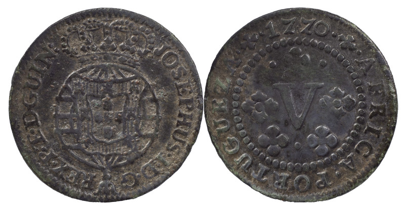 Angola
D. José I (1750-1777)
5 Réis 1770
AG: 05.01 3.40 g
Good Fine