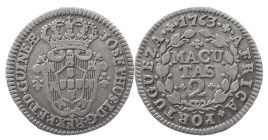 Angola
D. José I (1750-1777)
2 Macutas 1763
AG: 09.02 2.70 g
Good Very Fine