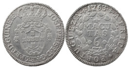 Angola
D. José I (1750-1777)
6 Macutas 1763
AG: 11.02 8.43 g
Good Very Fine