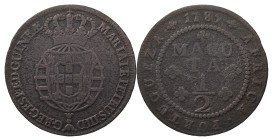 Angola
D. Maria I and D. Pedro III (1777-1786)
Half Macuta 1785
AG: 02.01 18.13 g
Fine