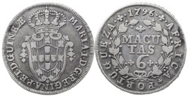 Angola
D. Maria I (1786-1799)
6 Macutas 1796
AG: 06.02 8.48 g
Very Fine