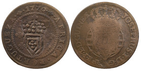 Angola
D. Maria II (1834-1853)
Countermark of crowned shield from 1837
above Quarter of macuta 1770
AG: 03.03 8.56 g
Good Fine