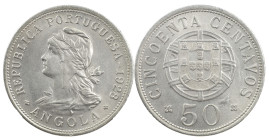 Angola
Portuguese Republic (1910-Present)
50 Centavos 1928
AG: 14.02 10.47 g
XF