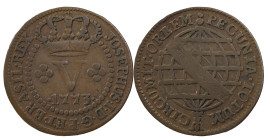 Brazil
D. José I (1750-1777)
5 Réis 1773 Lisbon
AG: 02.04 3.80 g
Good Fine