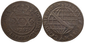 Brazil
D. José I (1750-1777)
20 Réis 1757 Lisbon
AG: 16.03 14.95 g
Good Fine