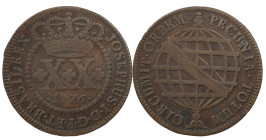 Brazil
D. José I (1750-1777)
20 Réis 1776 Lisbon
AG: 15.04 15.00 g
Good Fine