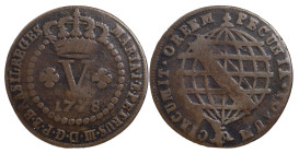 Brazil
D. Maria I and D. Pedro III (1777-1786)
5 Réis 1778 Lisbon
AG: 02.02 3.78 g
Fine