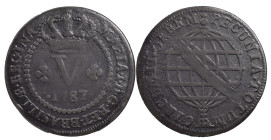 Brazil
D. Maria I (1786-1799)
5 Réis 1787 Lisbon
AG: 01.03 3.23 g
Fine