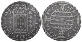 Brazil
D. Maria I (1786-1799)
640 Réis 1803 Bahia
Date amended 3/2
AG: 22.08 18.83 g
Very Fine