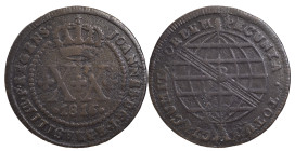 Brazil
D. João Prince Regent (1799-1816)
20 Réis 1816 Bahia
AG: 10.05 5.03 g
About Fine