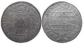 Brazil
D. João Prince Regent (1799-1816)
960 Réis 1813 Rio of Janeiro
restrike above 8 Reales Espanha
AG: 29.10 26.90 g
Good Very Fine