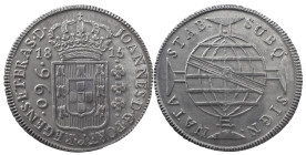 Brazil
D. João Prince Regent (1799-1816)
960 Réis 1815 Bahia
restrike above 8 Reales Espanha
AG: 31.09 26.88 g
About XF