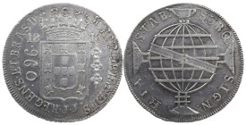 Brazil
D. João Prince Regent (1799-1816)
960 Réis 1818 Rio of Janeiro
restrike above 8 Reales Espanha of 1808
AG: 29.21 27.06 g
Good Very Fine