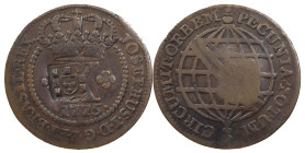 Brazil
D. João Prince Regent (1799-1816)
Countermark of escudete 1809 above 10 Réis 1775 of D. José i
AG: 56.03 7.09 g
Good Fine