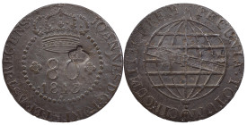 São Tomé and Príncipe
D. Pedro V (1853-1861)
Countermark "Small Crown" of 1854 above 80 Réis 1813 of D. João Prince Regent.
AG: 14.01 14.74 g
Good Fin...