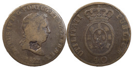 São Tomé and Príncipe
D. Pedro V (1853-1861)
Countermark "Small Crown" of 1854 above 40 Réis 1827 of D. Pedro IV.
AG: 11.03 33.96 g
Fine