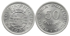 São Tomé and Príncipe
Portuguese Republic (1910-Present)
50 centavos of 1951
AG: 09.01 4.49 g
UNC
