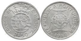 São Tomé and Príncipe
Portuguese Republic (1910-Present)
2.5 escudos of 1948
AG: 15.02 2.52 g
XF
