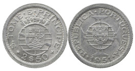 São Tomé and Príncipe
Portuguese Republic (1910-Present)
2.5 escudos of 1951
AG: 16.01 3.45 g
About XF