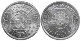 São Tomé and Príncipe
Portuguese Republic (1910-Present)
10 escudos of 1951
AG: 23.01 12.42 g
UNC