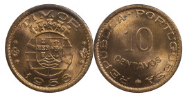 Timor
Portuguese Republic (1910-Present)
10 centavos 1958
AG: 04.01 1.99 g
UNC