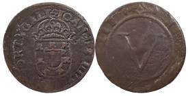Portugal
D. João IV (1640-1656)
5 Réis Lisbon
AG: 06.01 15.36 g
Good Fine