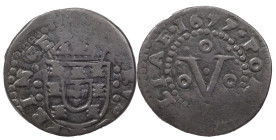 Portugal
D. Pedro Prince Regent (1667-1683)
5 Réis Lisbon 1677
AG: 08.03 15.33 g
Very Fine