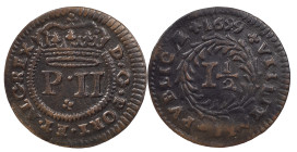 Portugal
D. Pedro II (1683-1706)
Real and Half Lisbon 1699
AG: 03.00 2.61 g
Very Fine