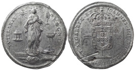 Portugal
D. Pedro II (1683-1706)
Essay of N. Sª Conceição. Lead. Biface.
AG: E9.03 21.35g. Very Rare. 
XF