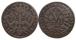 Portugal
D. José I (1750-1777)
5 Réis Lisbon 1751
AG: 05.01 5.76 g
About Very Fine