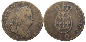 Portugal
D. João Prince Regent (1799-1816)
40 Réis Lisbon 1812
AG: 10.02 37.94 g
Good Fine