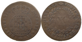 Portugal
D. João VI (1816-1826)
10 Réis Lisbon 1820
Only 6.773 examples with this date were made.
AG: 03.05 11.42 g RARE
Fine