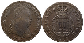 Portugal
D. João VI (1816-1826)
40 Réis Lisbon 1824
AG: 05.09 34.22 g
About Very Fine Interesting double strike.