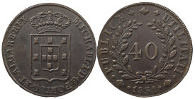 Portugal
D. Miguel I (1828-1834)
40 Réis 1831 Lisbon
AG: 04.09 32.62 g
XF