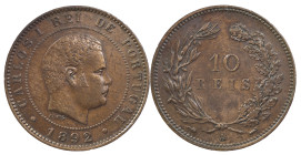 Portugal
D. Carlos I (1889-1908)
10 Réis Lisbon 1892 A
AG: 02.04 6.00 g
Good Very Fine