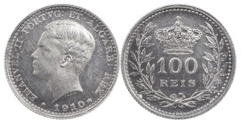 Portugal
D. Manuel II (1908-1910)
100 Réis Lisbon 1910
Possibly proof-like
AG: 02.? 2.47 g
About UNC