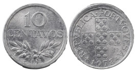 Portugal
Portuguese Republic (1910-Present)
10 centavos 1978 Aluminum
Strike Error.
AG: 11.10 0.50 g
About UNC