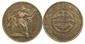 Portugal
Portuguese Republic (1910-Present)
1 escudo 1926
AG: 24.02 7.98 g
About XF