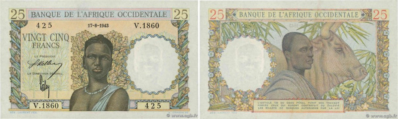 Country : FRENCH WEST AFRICA (1895-1958) 
Face Value : 25 Francs 
Date : 17 août...