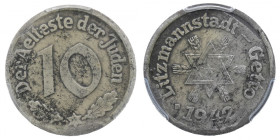 Litzmannstadt Ghetto, 10 pfennige 1942 - PCGS XF Details RZADKOŚĆ !