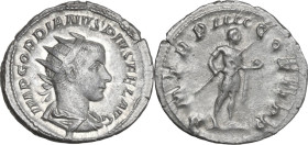 Gordian III (238-244). AR Antoninianus, Rome mint, 241-243. Obv. IMP GORDIANVS PIVS FEL AVG. Radiate, draped and cuirassed bust right. Rev. P M TR P I...