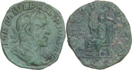 Philip I (244-249). AE Sestertius, Rome mint, 244-249. Obv. IMP M IVL PHILIPPVS AVG. Laureate, draped, cuirassed bust right. Rev. SECVRIT ORBIS S C. S...