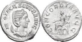 Otacilia Severa, wife of Philip I (244-249). AR Antoninianus, Rome mint, 246-248. Obv. M OTACIL SEVERA AVG. Diademed and draped bust right, on crescen...