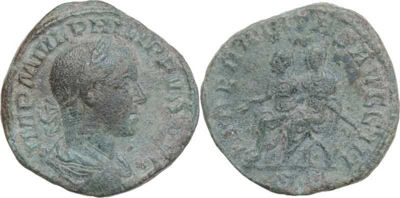 Philip II (244-249). AE Sestertius, Rome mint, 246-249. Obv. IMP M IVL PHILIPPVS...