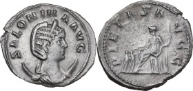 Salonina, wife of Gallienus (died 268 AD). AR Antoninianus, Rome mint, 255-257. Obv. SALONINA AVG. Draped bust right, wearing stephane, set on crescen...