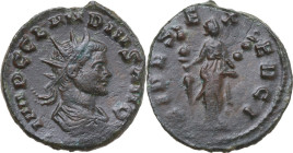 Claudius II (268-270). AE Antoninianus, Rome mint, 268-270. Obv. IMP C CLAVDIVS AVG. Radiate and draped bust right. Rev. FIDES EXERCI. Fides standing ...