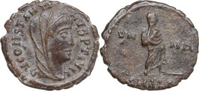 Constantine I (307-337). Commemorative series. AE 16 mm., Alexandria mint, struck under Constantius II 347-348. Obv. DV CONSTANTI-NVS PT AVGG. Veiled ...