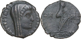 Constantine I (307-337). Commemorative series. AE 14.5 mm., Nicomedia mint, struck under Constantius II 347-348. Obv. DV CONSTANTI-NVS PT AVGG. Veiled...