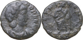 Theodora, second wife of Constantius I (293-306). AE 14 mm, Treveri mint, before April 340 AD. Obv. FL MAX THEODORAE AVG. Diademed and mantled bust ri...